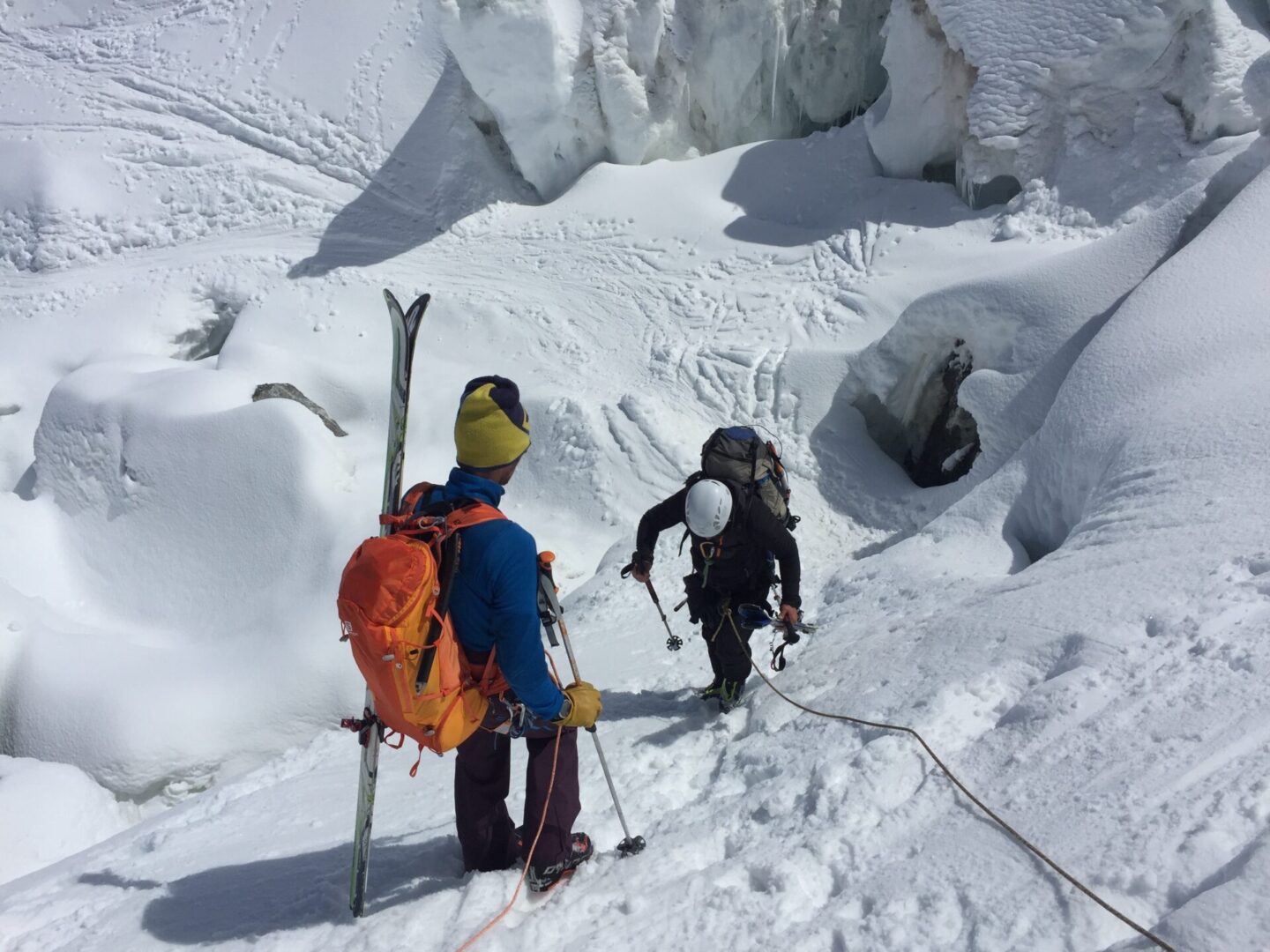 Icy landscape with hikers